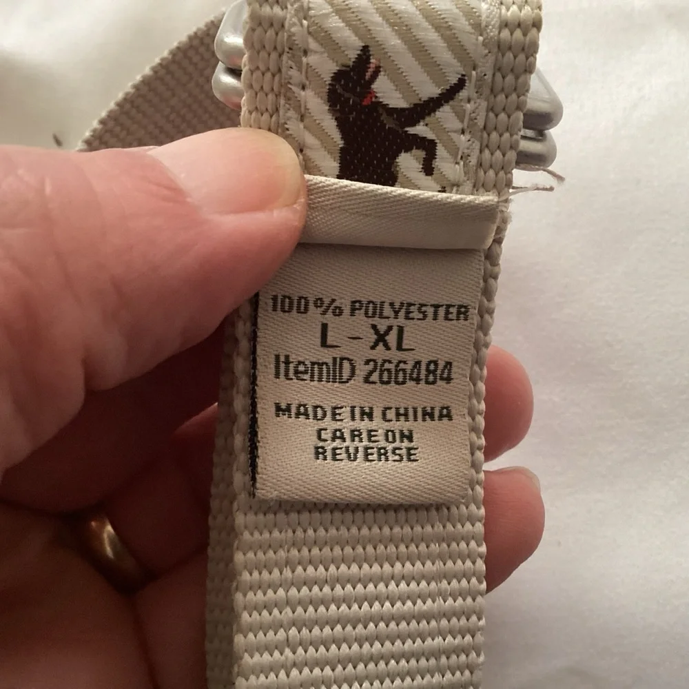 L.L. Bean Belt tan striped with Labrador retrievers Men’s unisex size L / XL - Picture 9 of 11